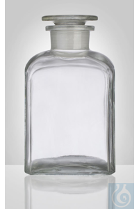 Vierkante Steilbrustflasche, klar, weithals, 100 ml, NS 29/22, Abm. 51 / 51 x H 103 mm, komplett...